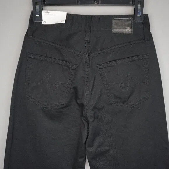 AG Women's Jeans Kora High Rise Wide Leg Jeans in Deep Black Wash size 25 - Picture 9 of 15